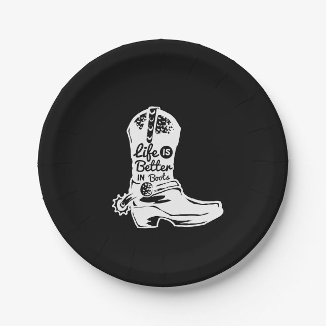 Plato De Papel life is better in boots (Anverso)