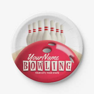 Plato De Papel Liga Retro de Bolas Personalizadas Lanes Lanes