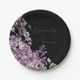 Plato De Papel Lila Púrpura Elegante Botánica Floral