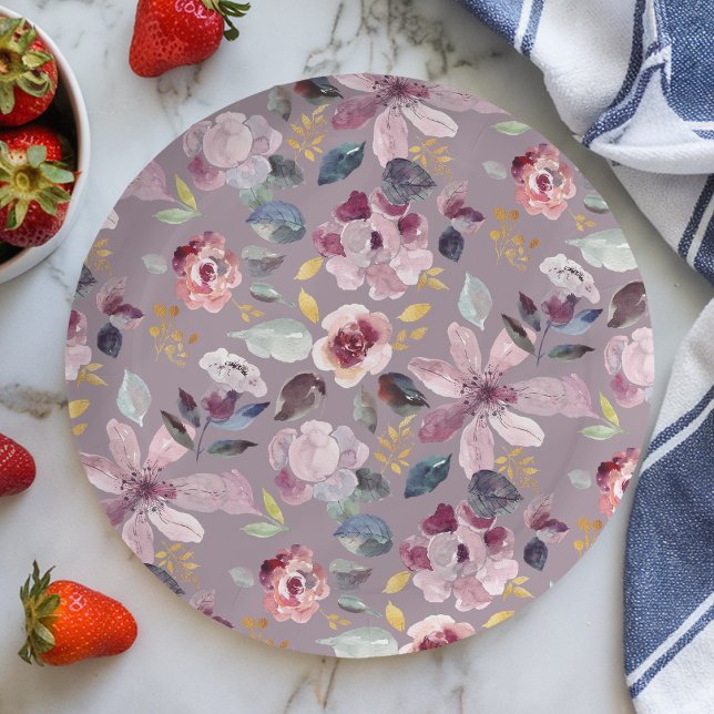 Plato De Papel Lilac Floral (Subido por el creador)
