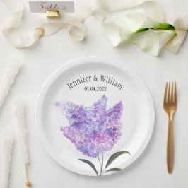 Plato De Papel Lilac Flowers Watercolor Floral Wedding