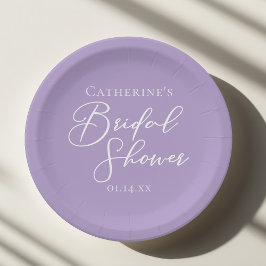 Plato De Papel Lilac Purple Bridal Shower Party Personalized