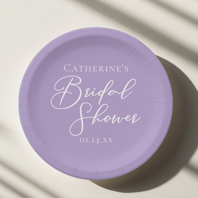 Plato De Papel Lilac Purple Bridal Shower Party Personalized (Subido por el creador)