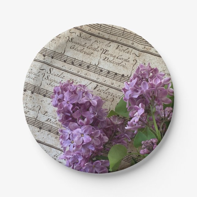 Plato De Papel Lilacs sobre música antigua (Anverso)
