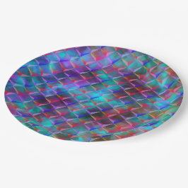 Plato De Papel Lílago azulado manchado y triángulos 3D o rosa