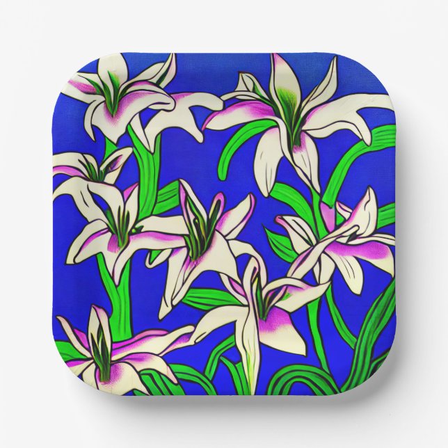 Plato De Papel Lily de Pascua (Anverso)