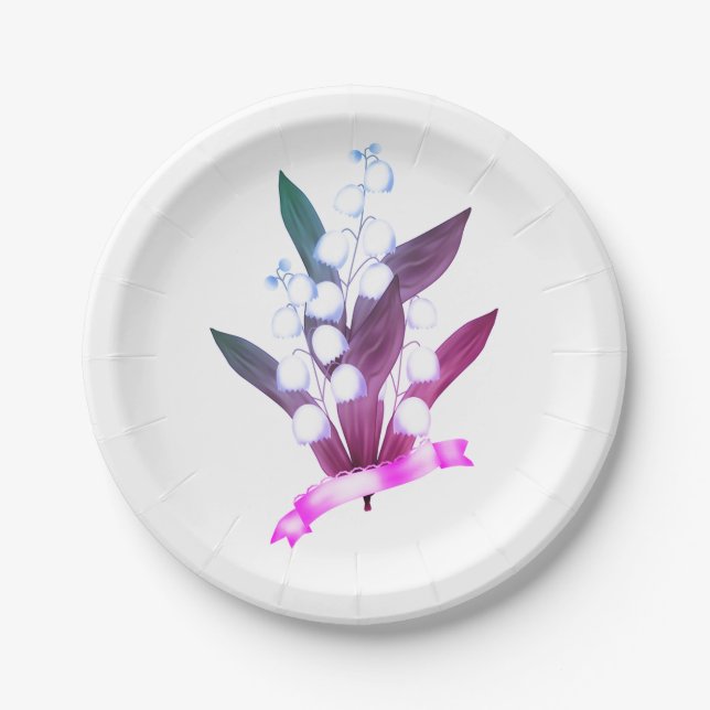 Plato De Papel Lily del valle, retro (Anverso)