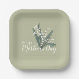 Plato De Papel Lily of the Valley Floral Feliz Día de la Madre