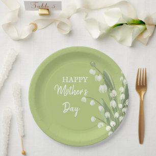 Plato De Papel Lily of the Valley Floral Happy Mothers Day