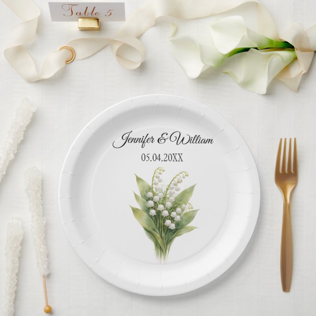 Plato De Papel Lily Of The Valley White Floral Wedding (Boda)