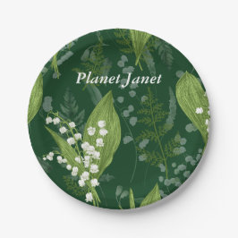 Plato De Papel Lily of Valley con Ferns || Personalizado verde os