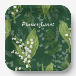 Plato De Papel Lily of Valley con Ferns || Personalizado verde os
