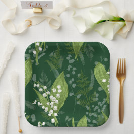 Plato De Papel Lily of Valley con Ferns || Verde oscuro no Person