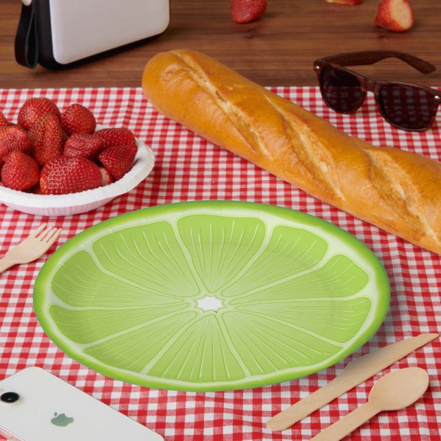 Plato De Papel Lima Tropical  (Add a splash of summer fun to your next gathering with our Slice of Lime Paper Plates! )