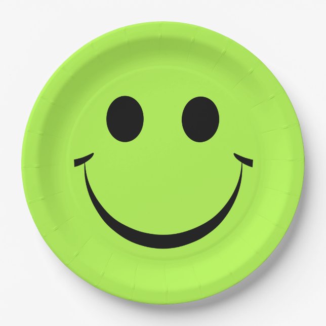 Plato De Papel Lime Green Happy Face Birday (Anverso)