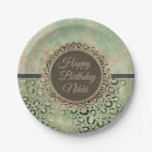 LIme Green Marble Purpurinoso Leopard Birthday