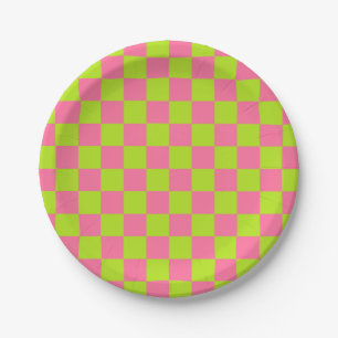 Plato De Papel Lime Green y Pink