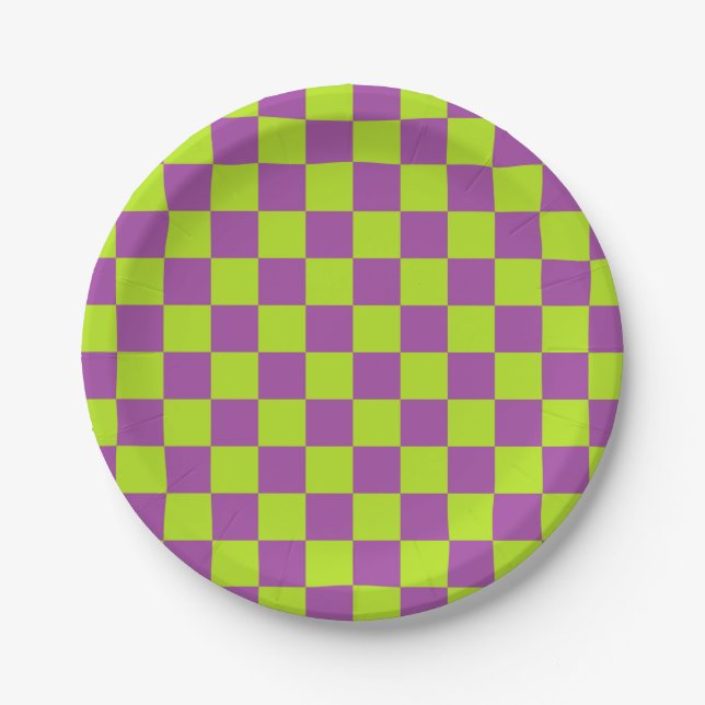 Plato De Papel Lime Green y Purple (Anverso)
