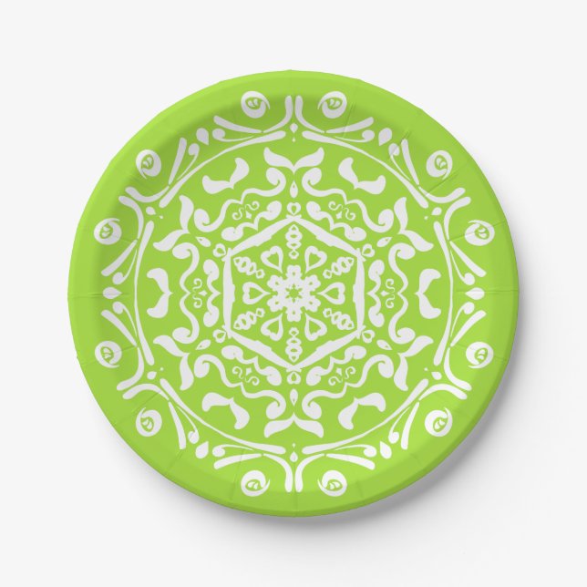 Plato De Papel Lime Mandala (Anverso)