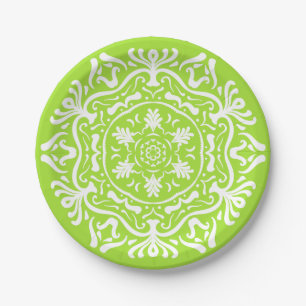 Plato De Papel Lime Mandala