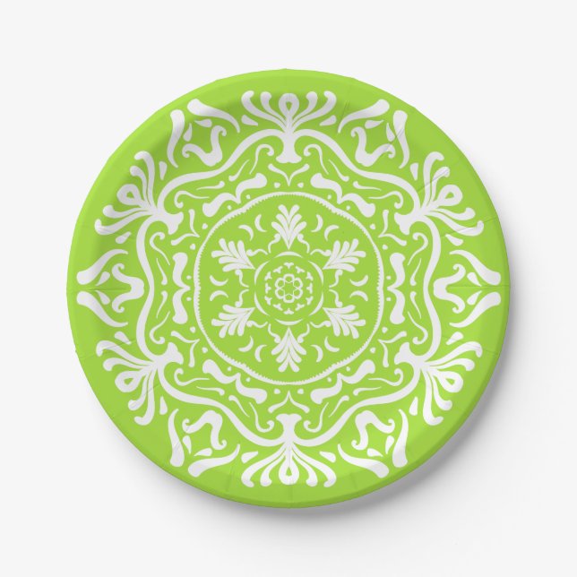 Plato De Papel Lime Mandala (Anverso)