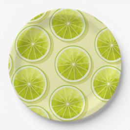 Plato De Papel Lime Slices en amarillo claro