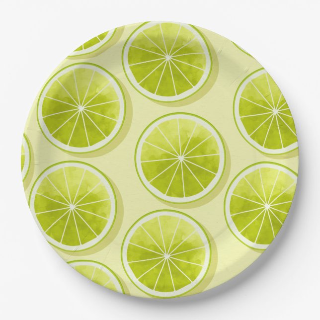 Plato De Papel Lime Slices en amarillo claro (Anverso)