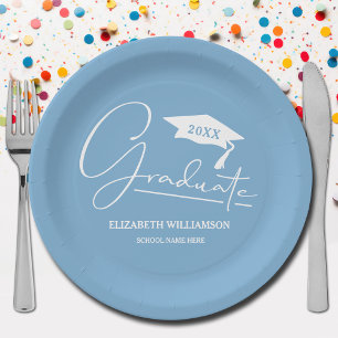 Plato De Papel Límite de graduación de guiones blancos Polvo Azul