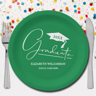Plato De Papel Límite de graduación de guiones blancos Verde