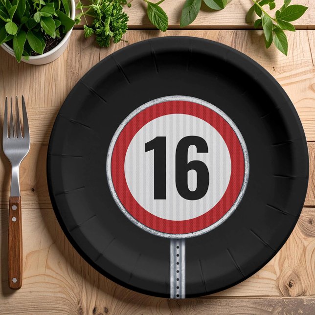 Plato De Papel Límite de velocidad cumpleaños 16  (Subido por el creador)