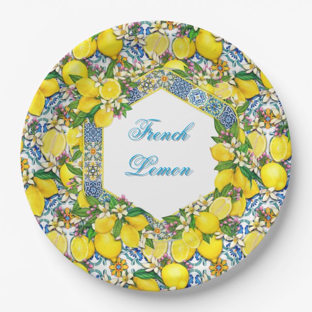 Plato De Papel Limon Francés Personalizado   (Anverso)