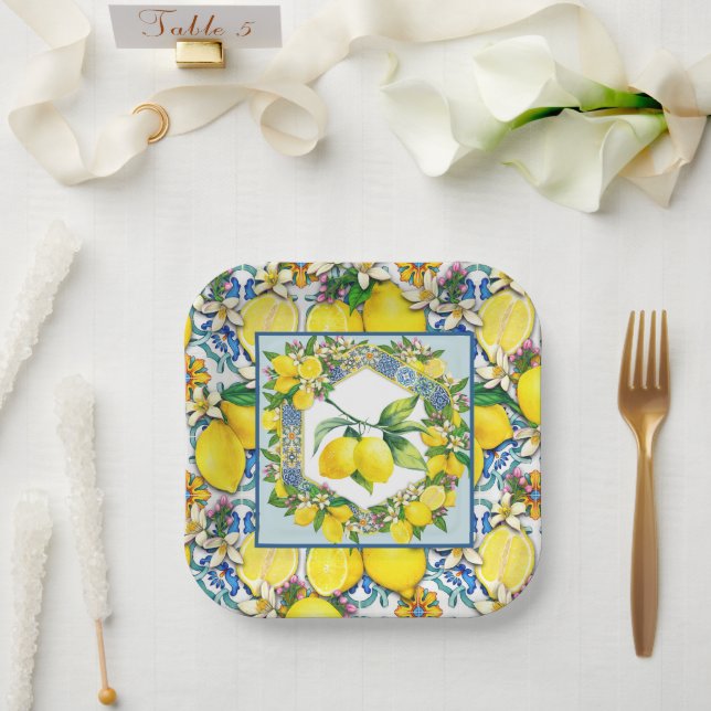 Plato De Papel Limon Fresco   (Boda)