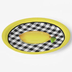 Plato De Papel Limón sobre cuadros escoceses