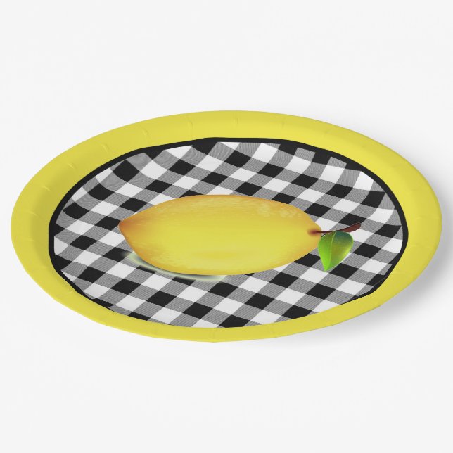 Plato De Papel Limón sobre cuadros escoceses (Angular)