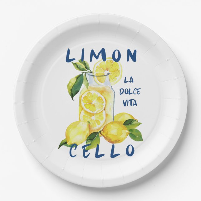 Plato De Papel Limoncello Italy –La Dolce Vita Lemon Summer Party (Anverso)