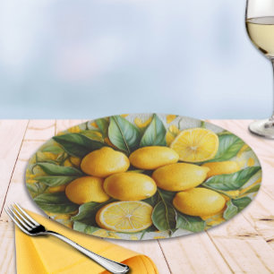 Plato De Papel Limones sicilianos en falso 3D