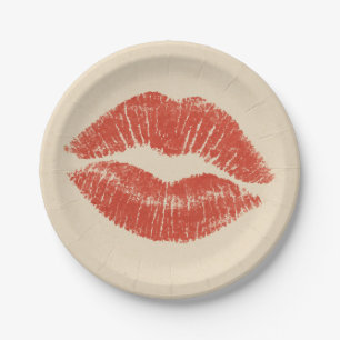 Plato De Papel Limpas Rojas Lipstick Lip Estanque Belleza De Maqu
