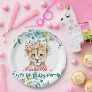 Plato De Papel linda animales del zoológico de León jungla fiesta