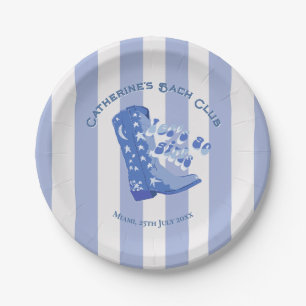 Plato De Papel Linda franja azul de bota de vaquera femenina
