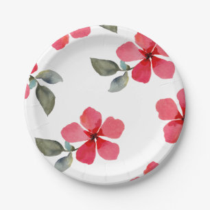Plato De Papel Lindas flores rojas de amapola primaveral para fie