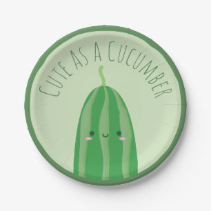 Plato De Papel Lindo como pepino Cutecumber divertido