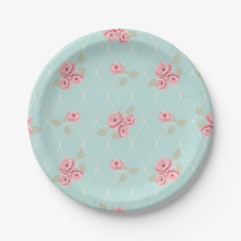 Plato De Papel lindo, floral, menta, rosa, vintage, trendy, chica