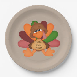 Plato De Papel lindo gobble hasta que tambaleas pavo Acción de Gr