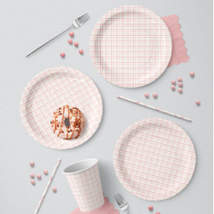 Plato De Papel Lindo Grid Pastel Dibujado a Mano Ballet Rosa