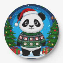 Lindo Panda Con Jersey Navideño Lleva Gorro De San