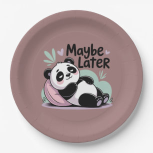 Plato De Papel Lindo Panda Perezoso – “Quizás Más Tarde” Panda Re