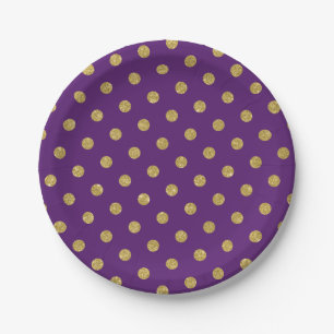 Plato De Papel Lindo Purpura Violeta Con Lunares De Purpurina Dor