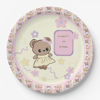 Plato De Papel Lindo y adorable oso de peluche estilo coreano div