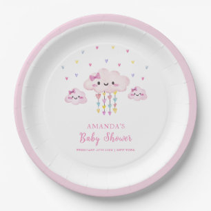 Plato De Papel Lindo y colorido Raindrop Squerido Baby Shower