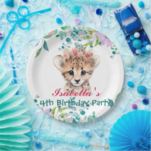 Plato De Papel lindos animales del zoológico Cheetah jungle Cumpl
